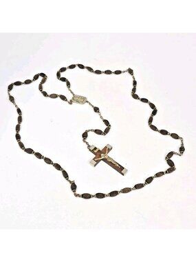 Vintage Catholic Genuine Wood Rosary - Wood Crucifix France
